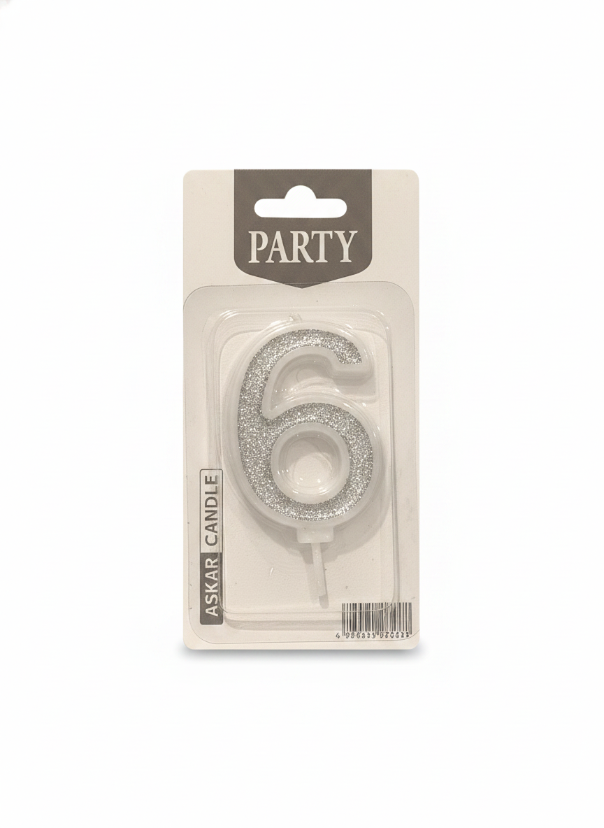 Askari Party Glitter Number 6 Birthday Candle