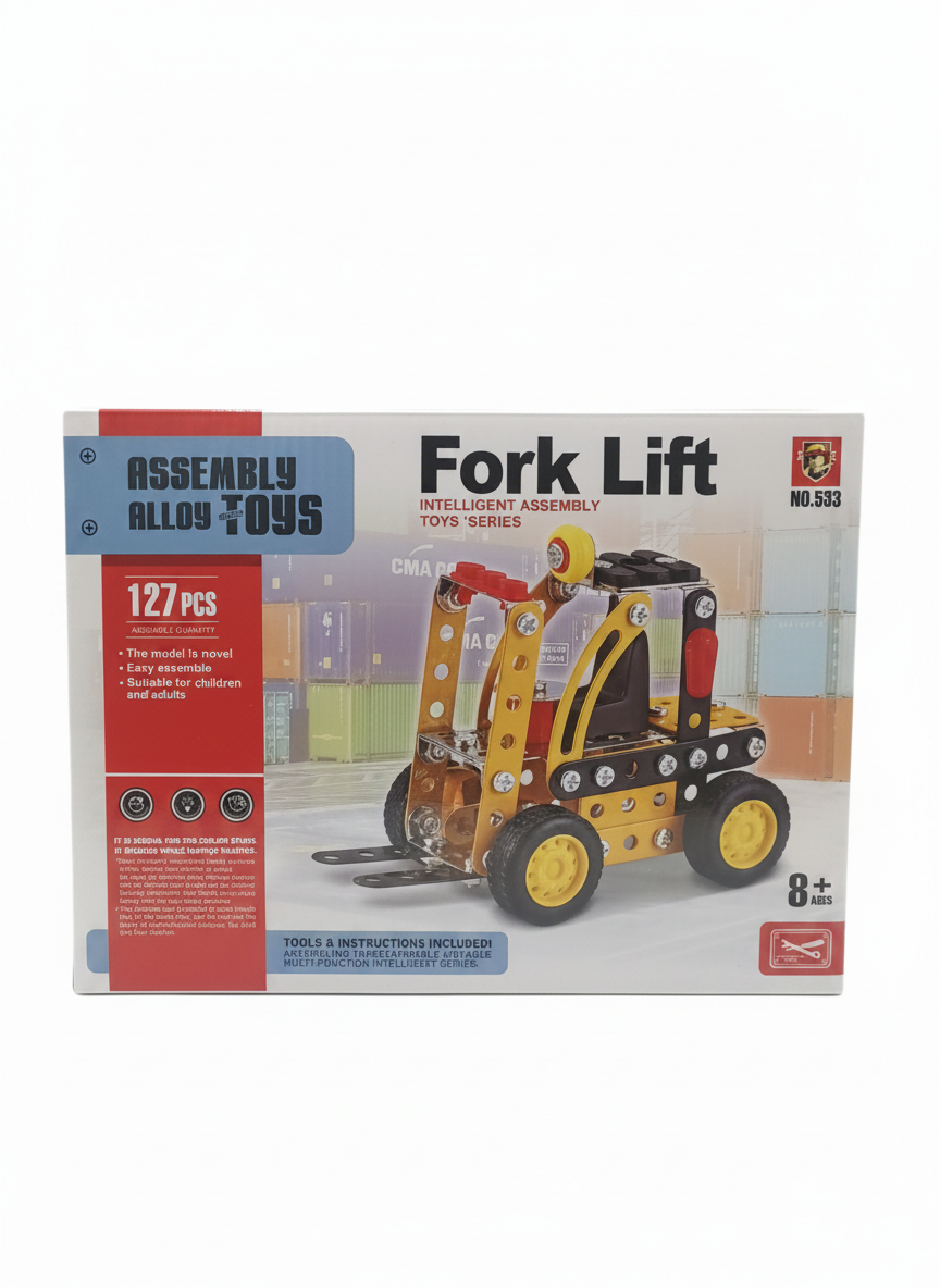 Assembly Alloy Toys Intelligent Assembly Fork Lift