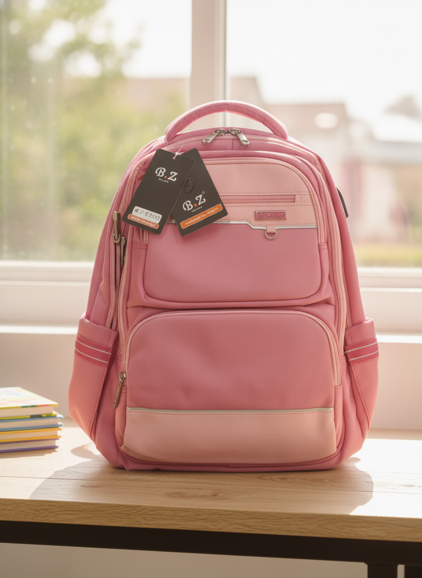 B.Z Pink Multi-Compartment School Backpack