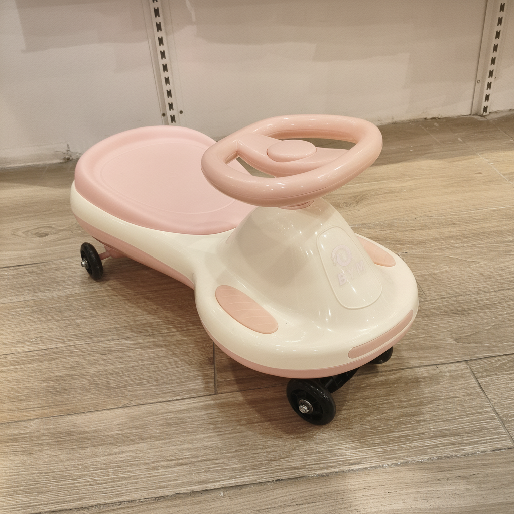 BYM Pink & White Wiggle Ride-On Car