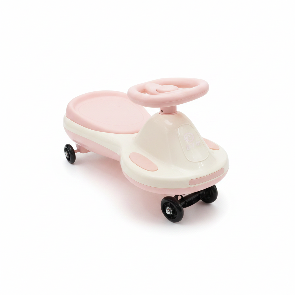 BYM Pink & White Wiggle Ride-On Car
