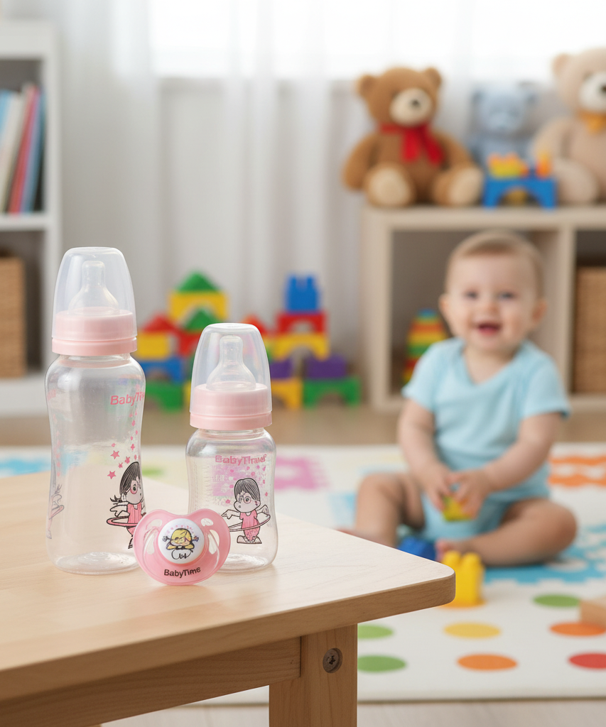 BabyTime 3-in-1 PP Baby Feeding Set with Pacifier (0-6 Months)