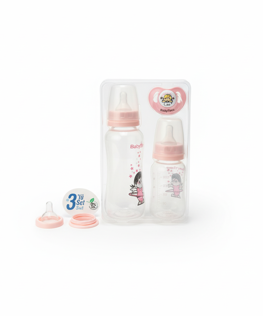 BabyTime 3-in-1 PP Baby Feeding Set with Pacifier (0-6 Months)