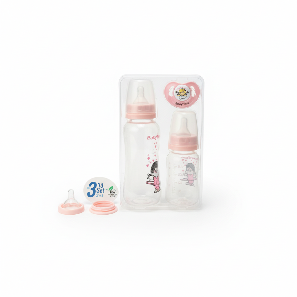 BabyTime 3-in-1 PP Baby Feeding Set with Pacifier (0-6 Months)