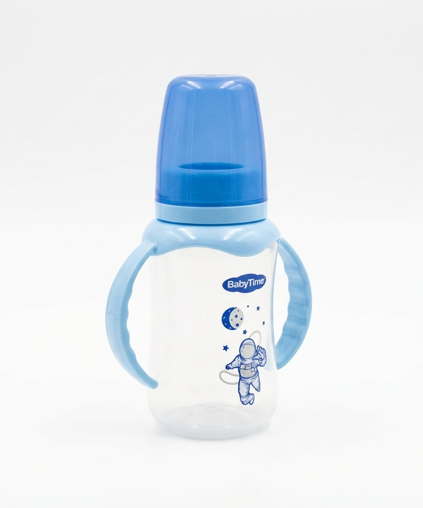 BabyTime Handled PP Bottle with Silicone Nipple, 150ml