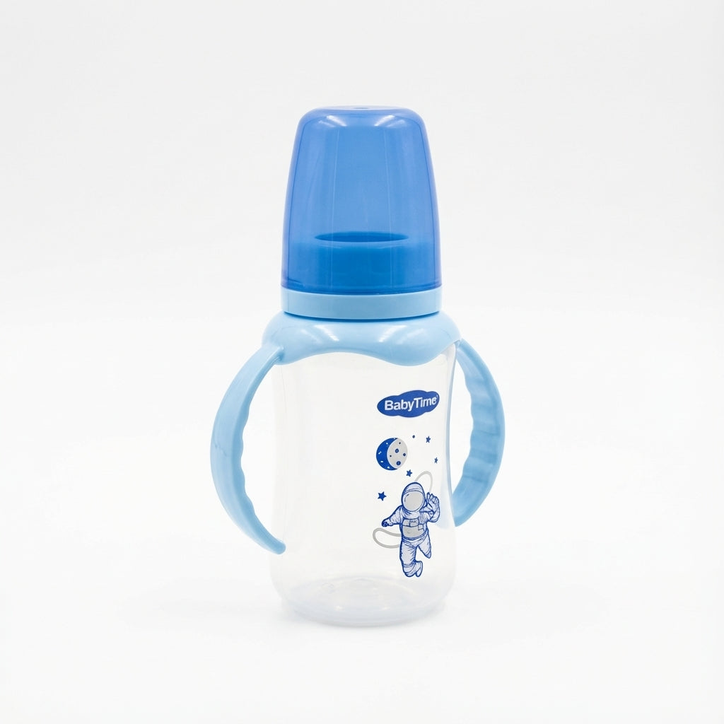 BabyTime Handled PP Bottle with Silicone Nipple, 150ml