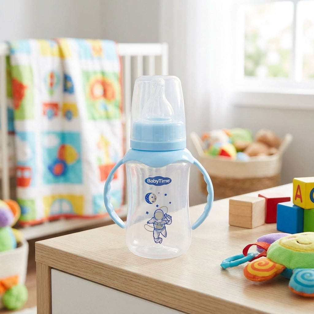 BabyTime Handled PP Bottle with Silicone Nipple, 150ml