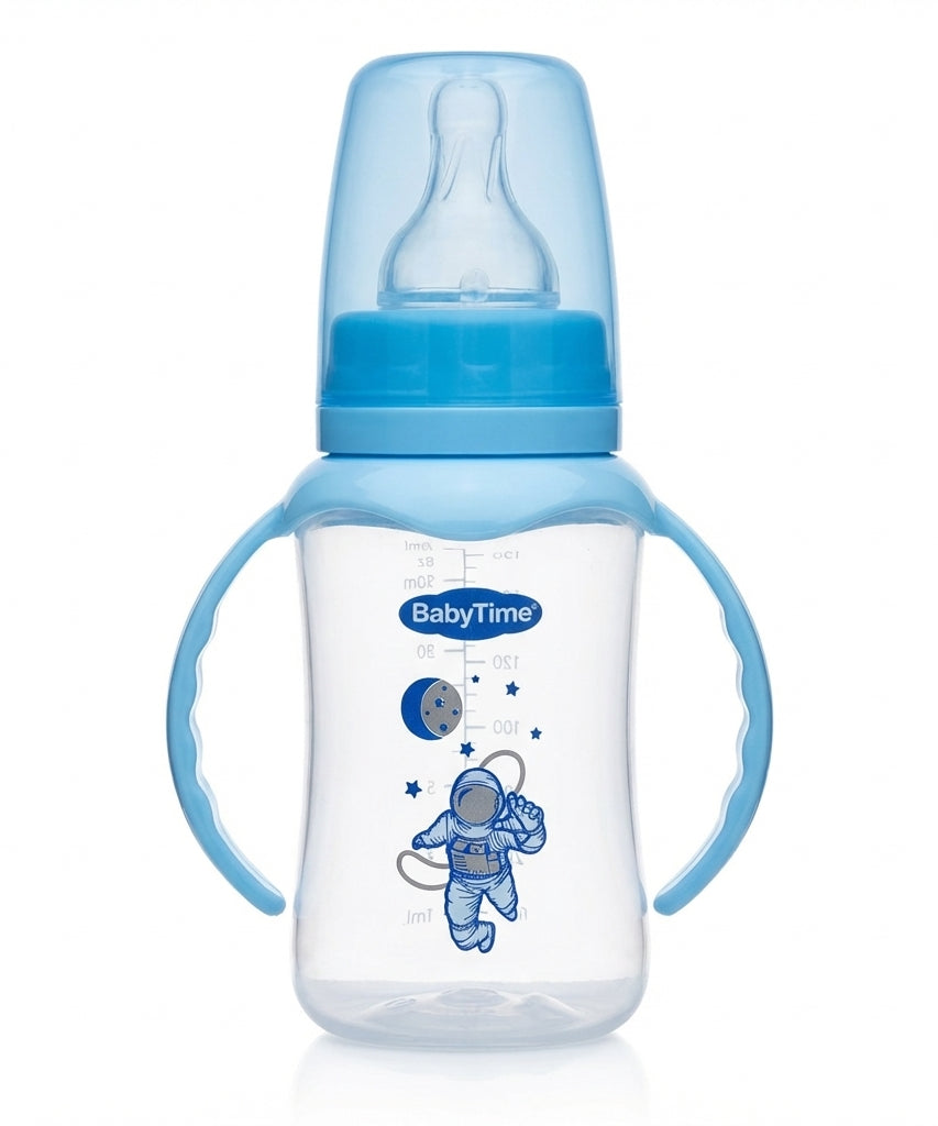 BabyTime Handled PP Bottle with Silicone Nipple, 150ml