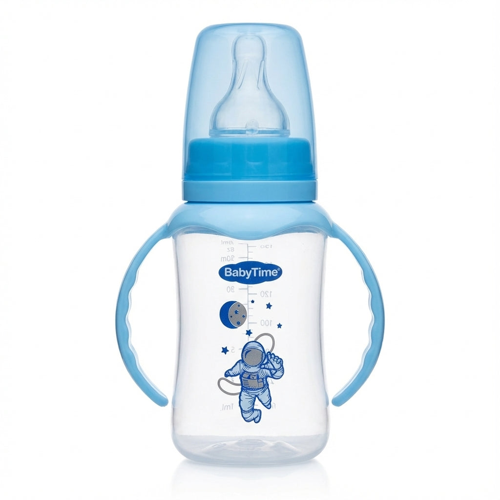 BabyTime Handled PP Bottle with Silicone Nipple, 150ml