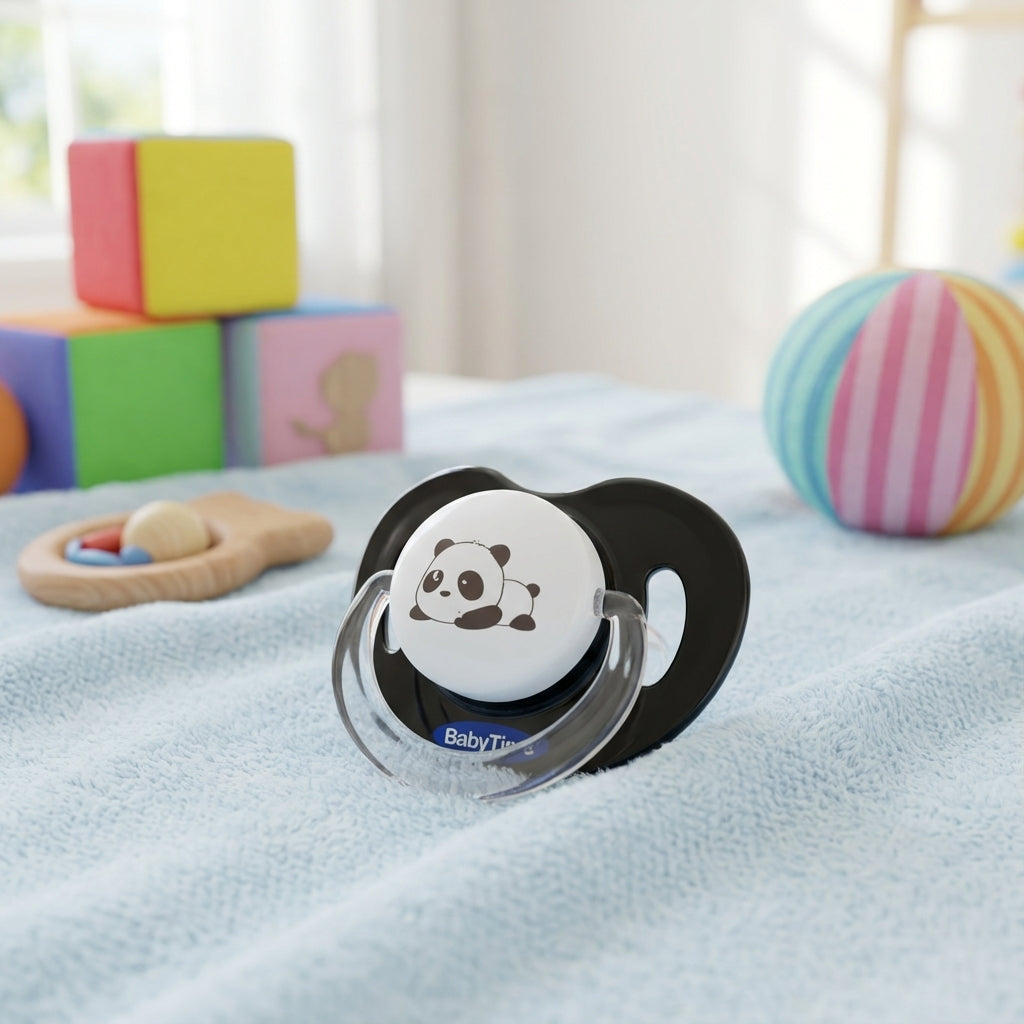 BabyTime Orthodontical Black Soother with Panda Design
