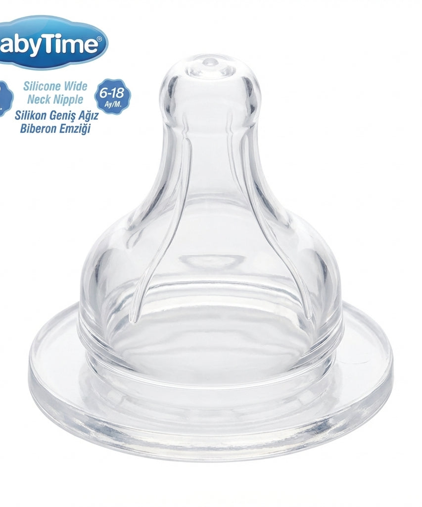 BabyTime Silicone Wide Neck Nipple (Size 2, 6-18 Months)