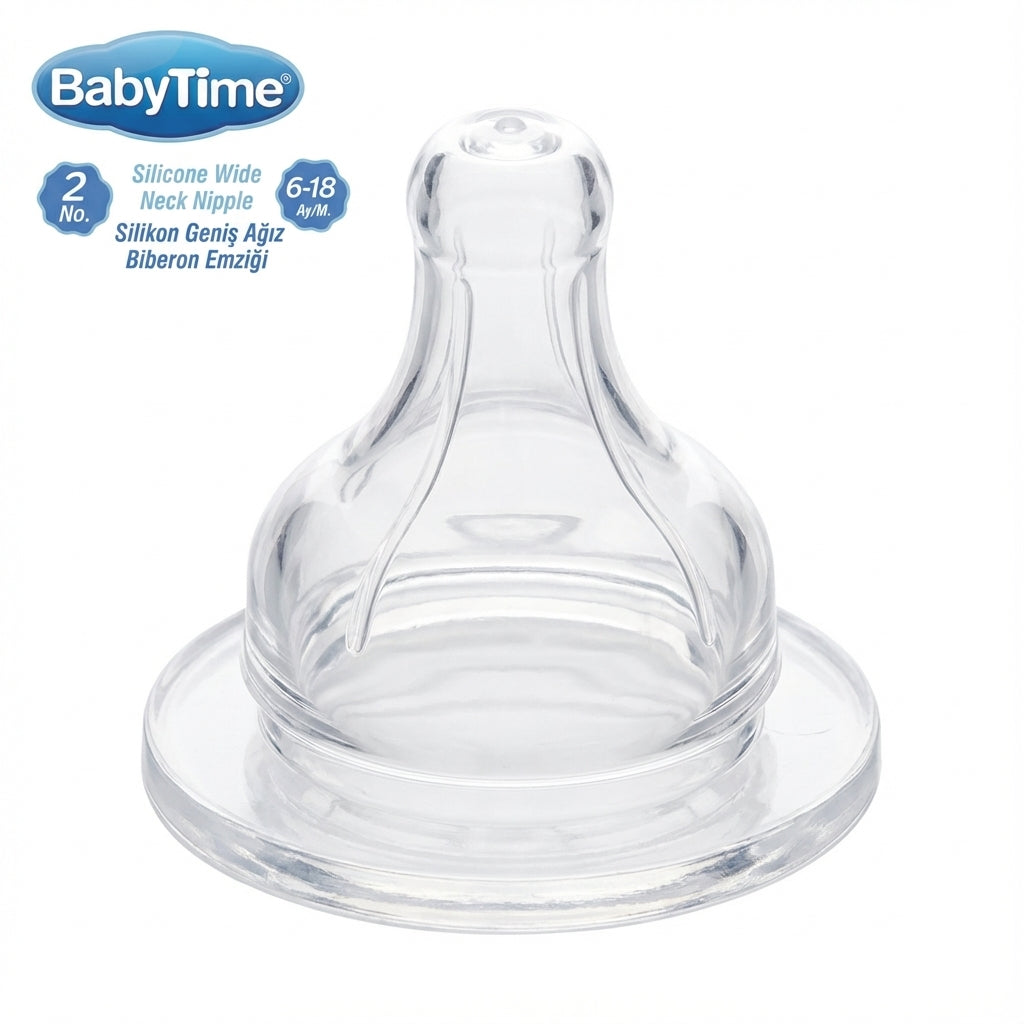 BabyTime Silicone Wide Neck Nipple (Size 2, 6-18 Months)