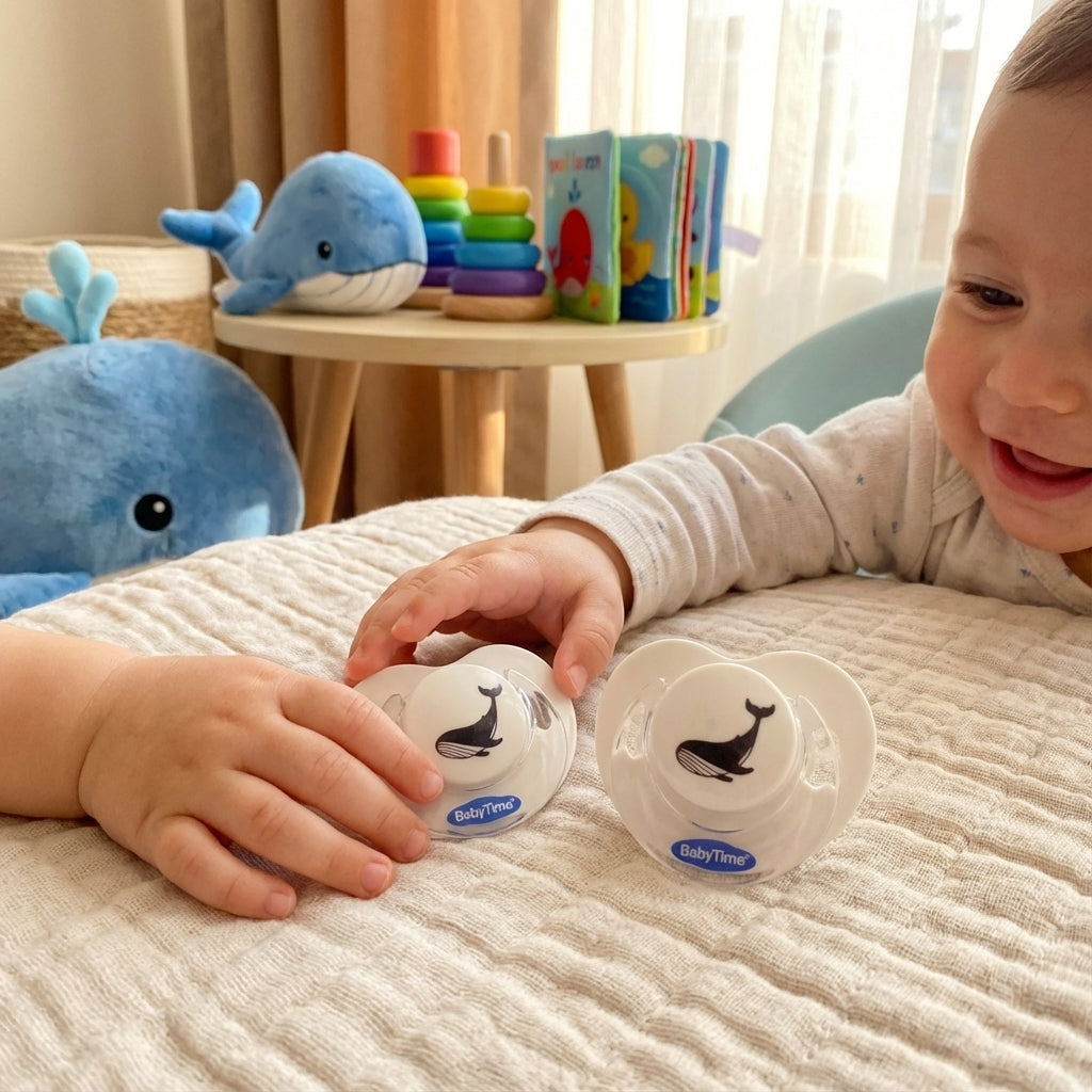 BabyTime Soother + Soother Chain (Whale Design)