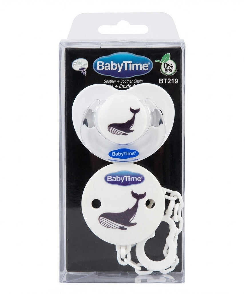 BabyTime Soother + Soother Chain (Whale Design)