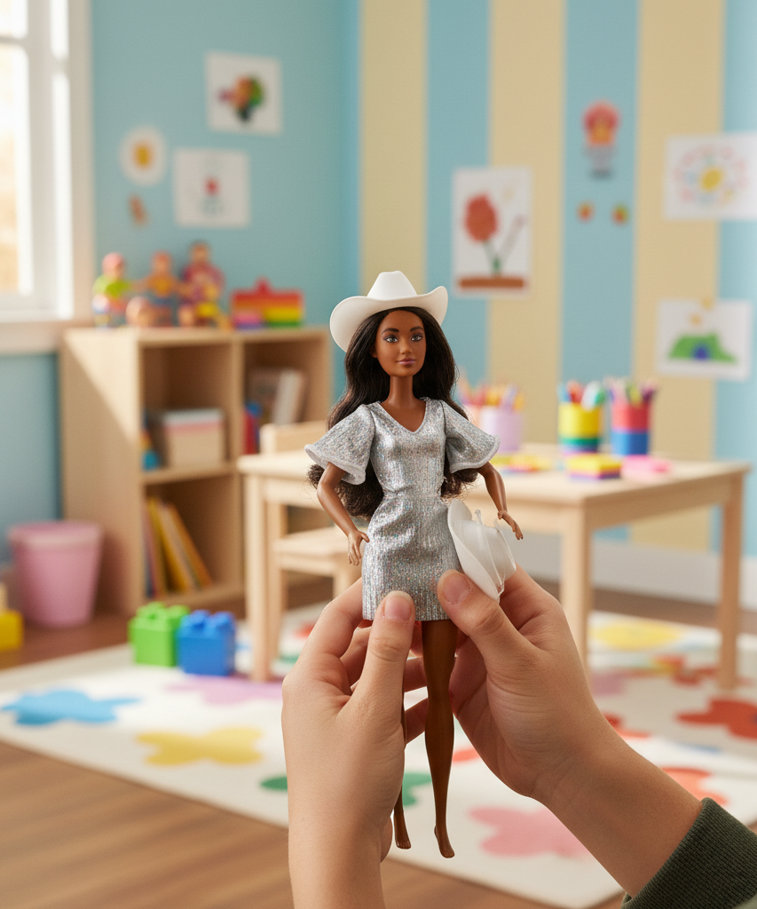 Barbie Doll with Sparkly Dress and Cowboy Hat