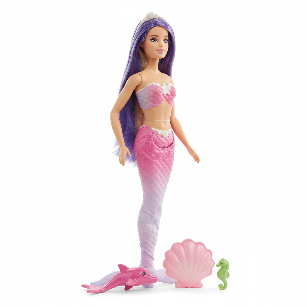 Barbie Molly Color Change Mermaid Doll with Dolphin and Accessories