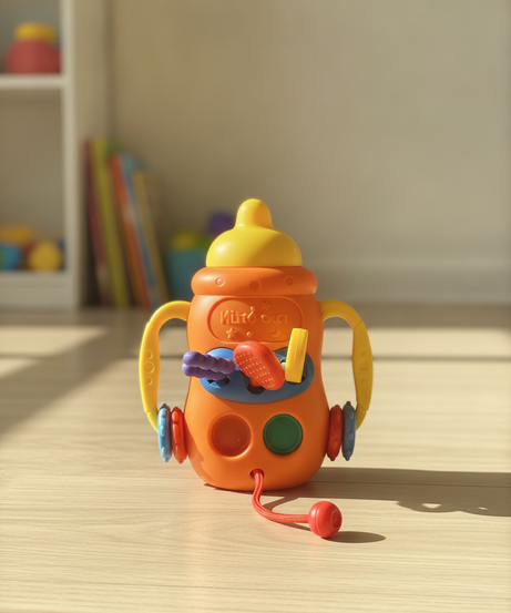 Bibi-inn Cute Baby Bottle Shape 5-in-1 Pull String Toys