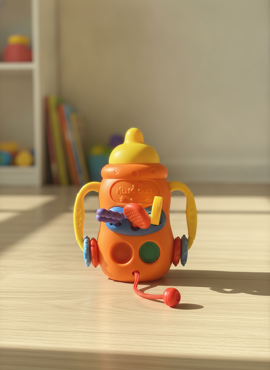 Bibi-inn Cute Baby Bottle Shape 5-in-1 Pull String Toys