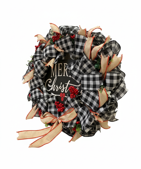 Buffalo Plaid & Berry 'Merry Christmas' Holiday Wreath