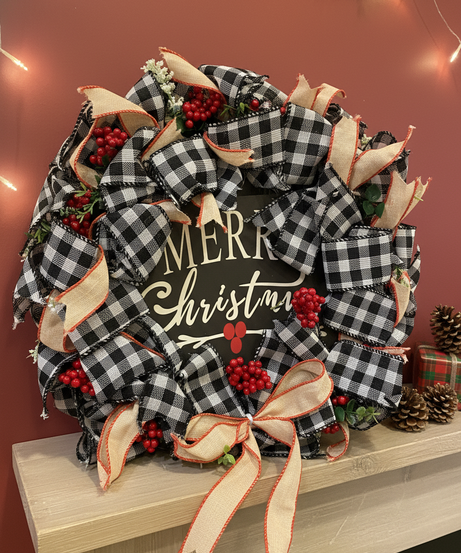 Buffalo Plaid & Berry 'Merry Christmas' Holiday Wreath
