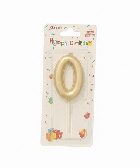 Chandler's Gold Glitter Happy Birthday Number 0 Candle