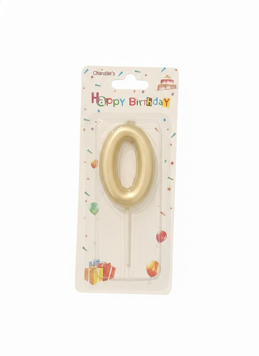Chandler's Gold Glitter Happy Birthday Number 0 Candle
