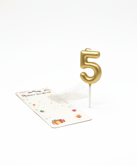 Chandler's Gold Happy Birthday Number 5 Candle