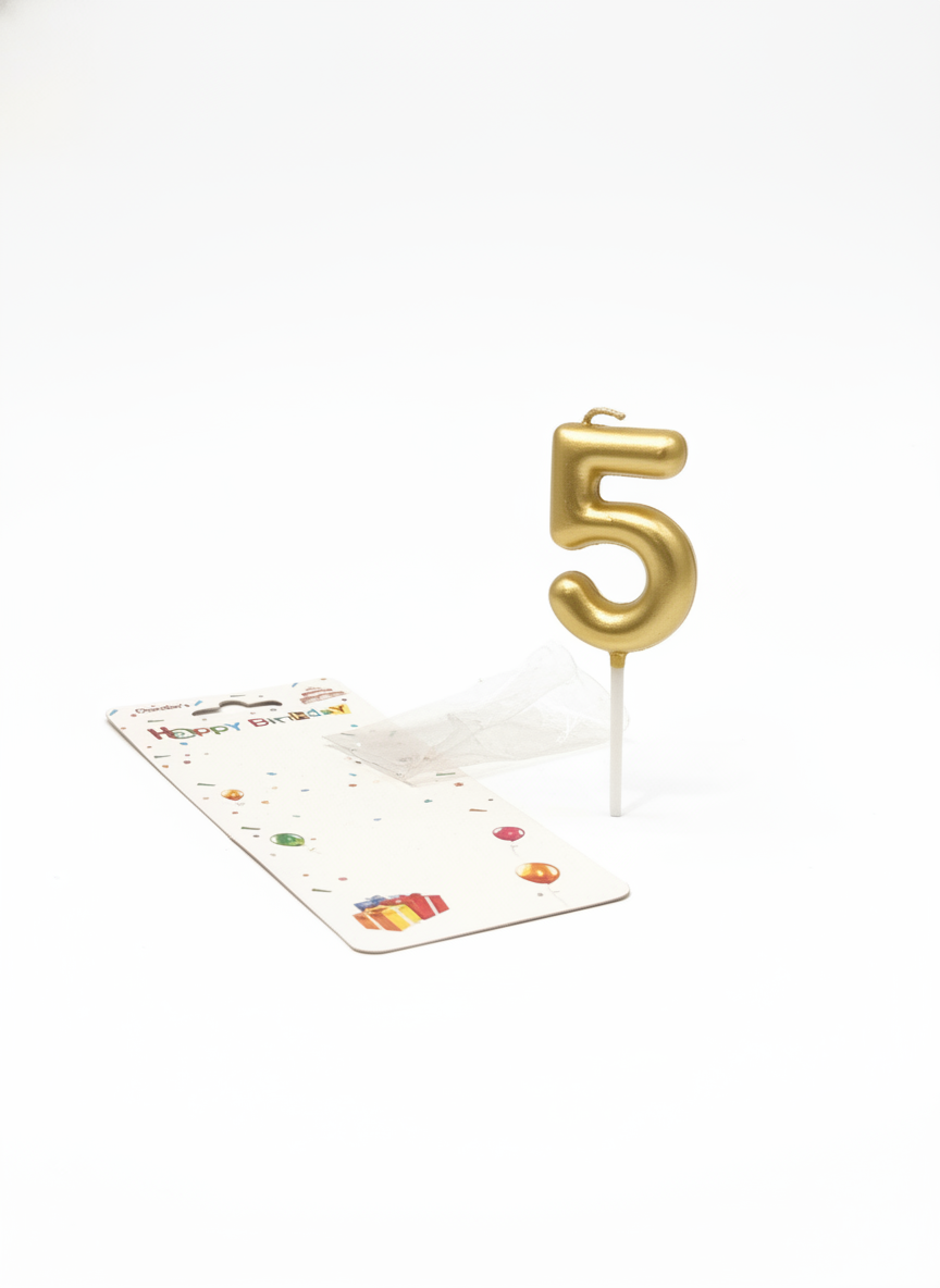 Chandler's Gold Happy Birthday Number 5 Candle