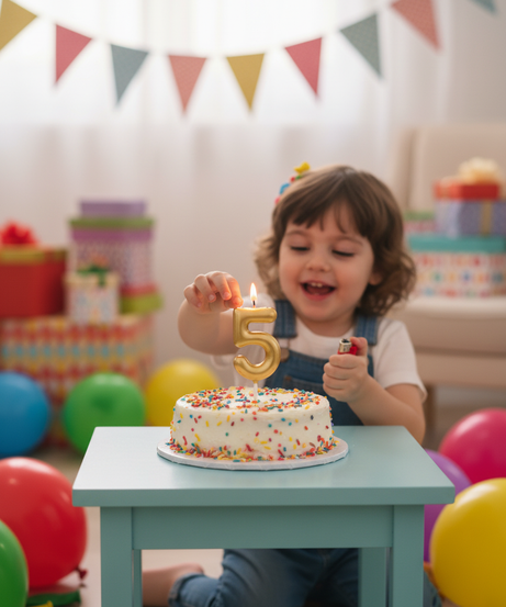 Chandler's Gold Happy Birthday Number 5 Candle