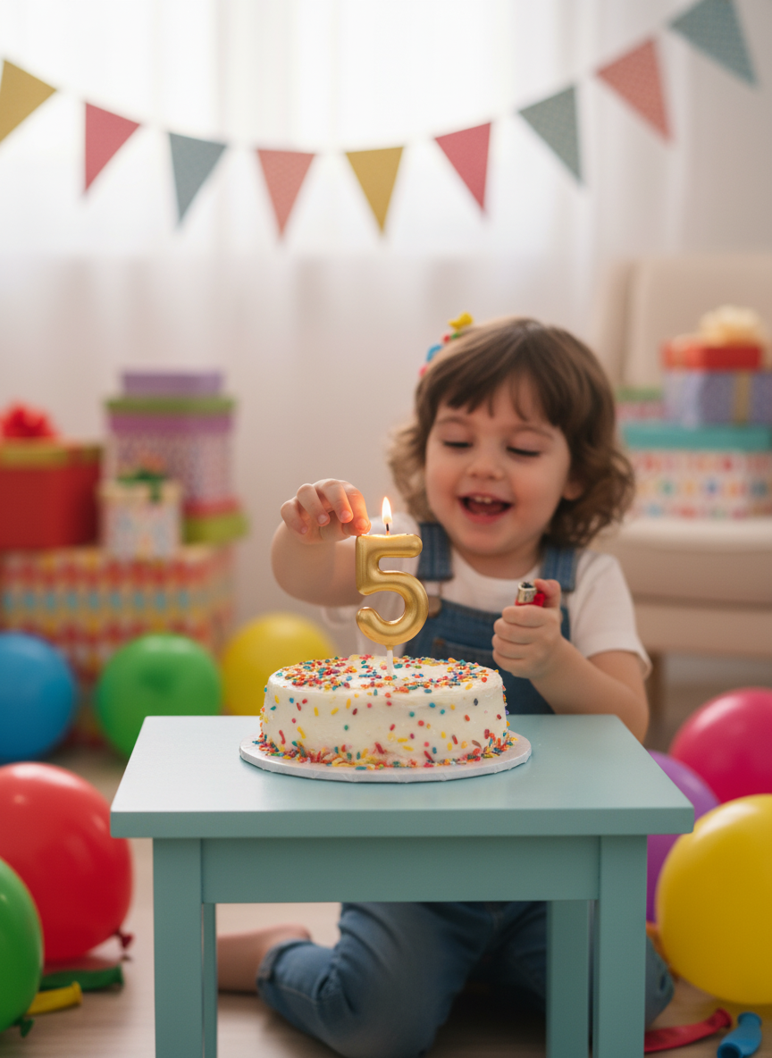 Chandler's Gold Happy Birthday Number 5 Candle