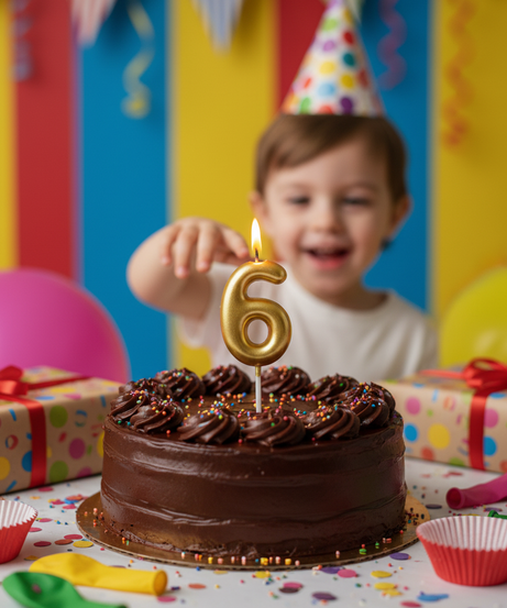Chandler's Happy Birthday Gold Number 6 Candle