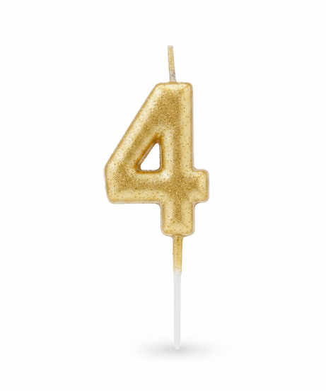 Chandler's Happy Birthday Number 4 Gold Candle