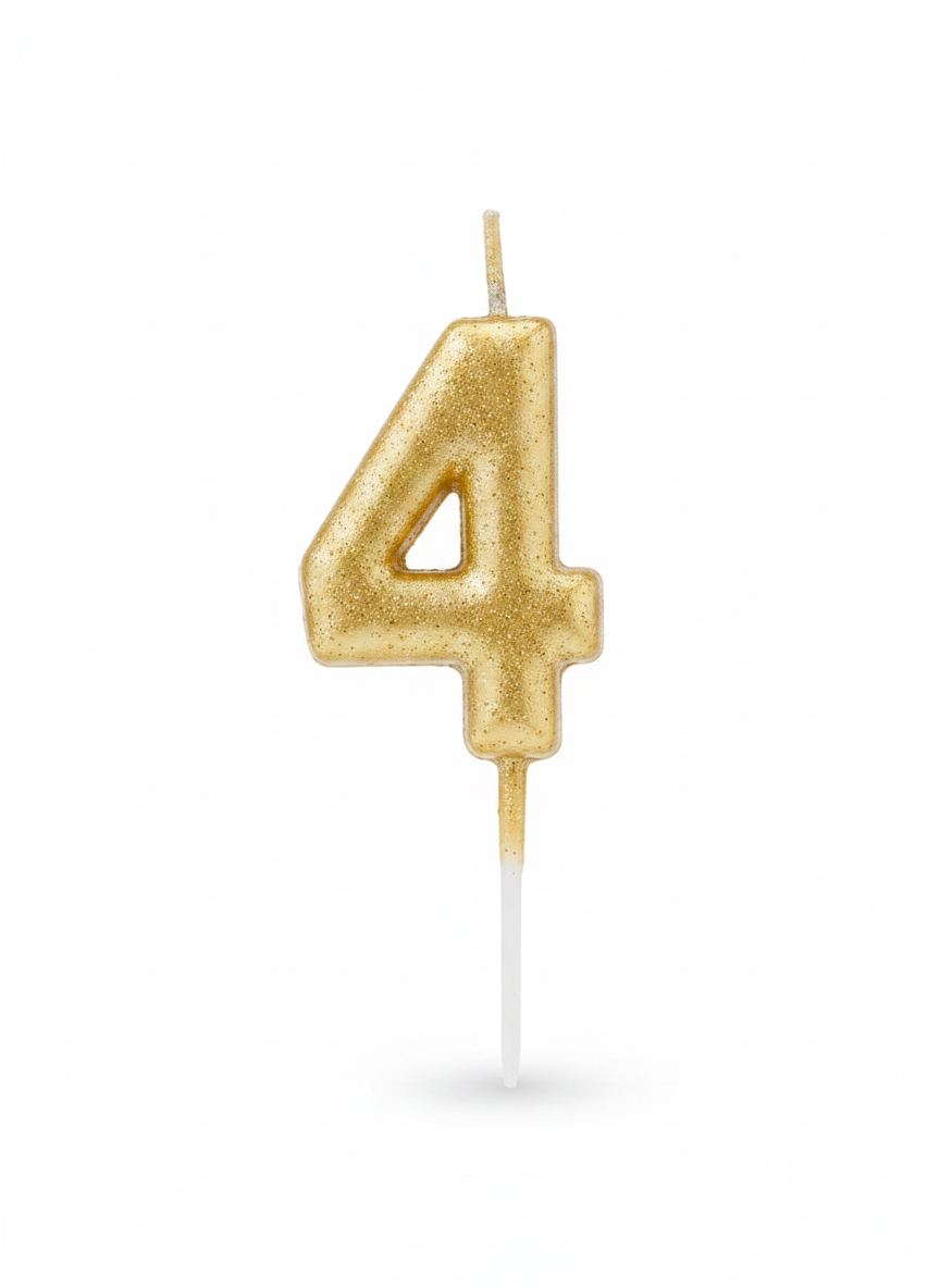 Chandler's Happy Birthday Number 4 Gold Candle