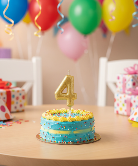 Chandler's Happy Birthday Number 4 Gold Candle