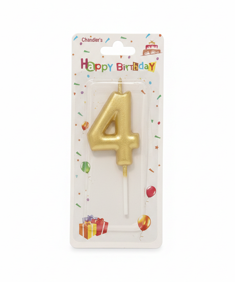 Chandler's Happy Birthday Number 4 Gold Candle