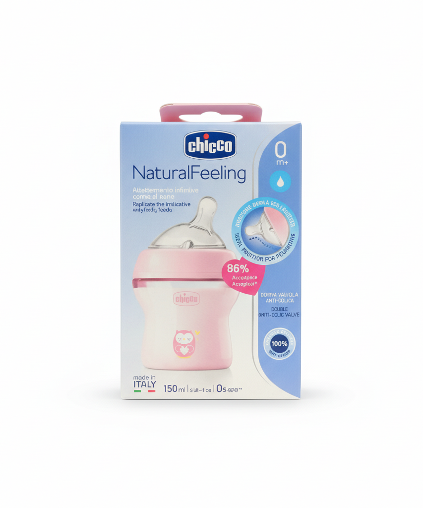 Chicco NaturalFeeling Pink Baby Bottle (150ml, 0m+)