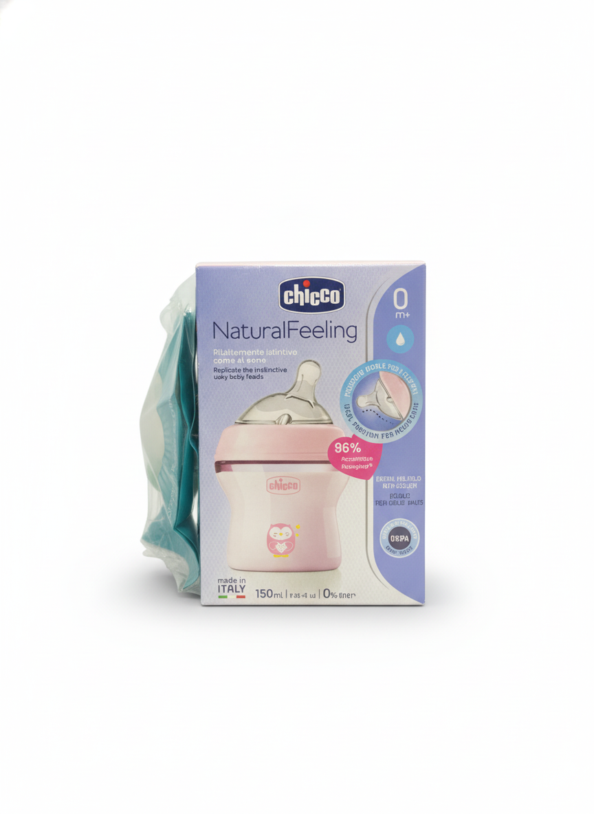 Chicco NaturalFeeling Baby Bottle 0m+ Pink Owl 150ml