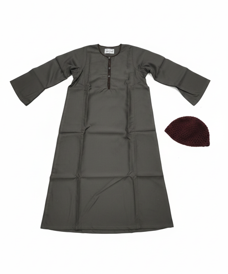 Children's Modest Thobe and Kufi Set (Khaki) ( Size 4 )  Costume
