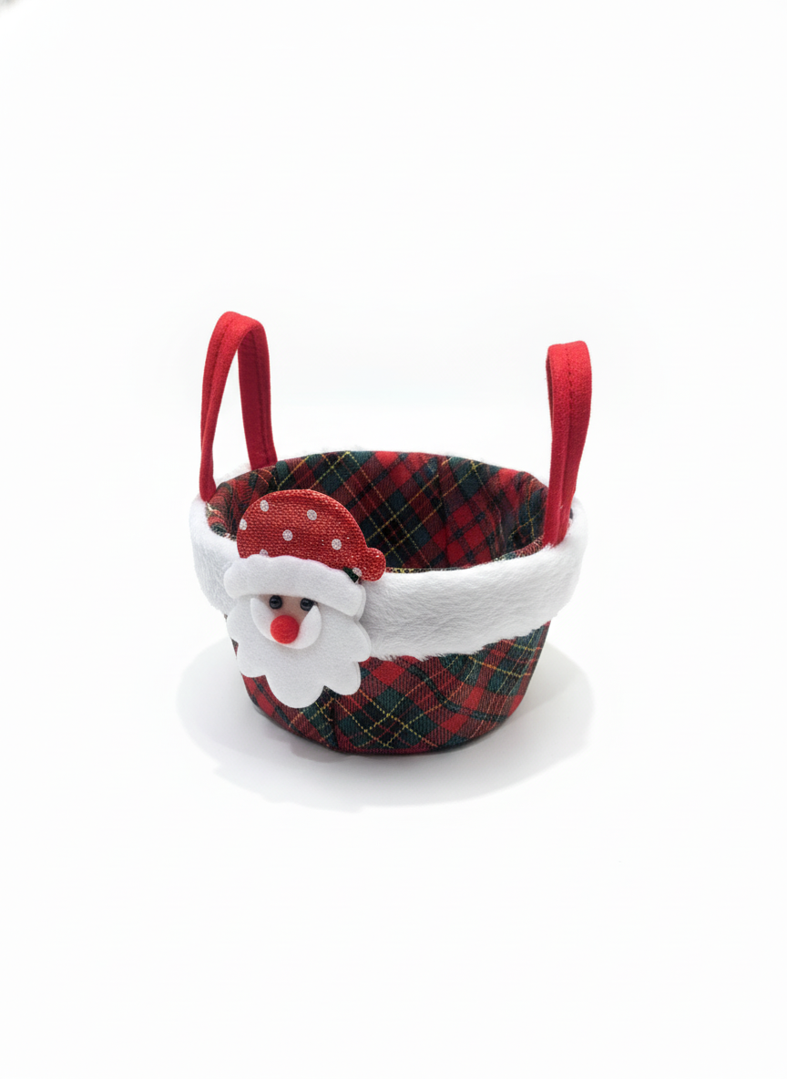 Christmas Plaid Santa Treat Basket