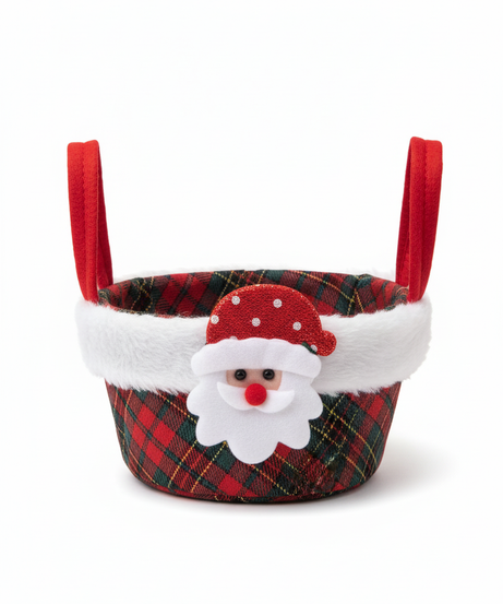 Christmas Plaid Santa Treat Basket