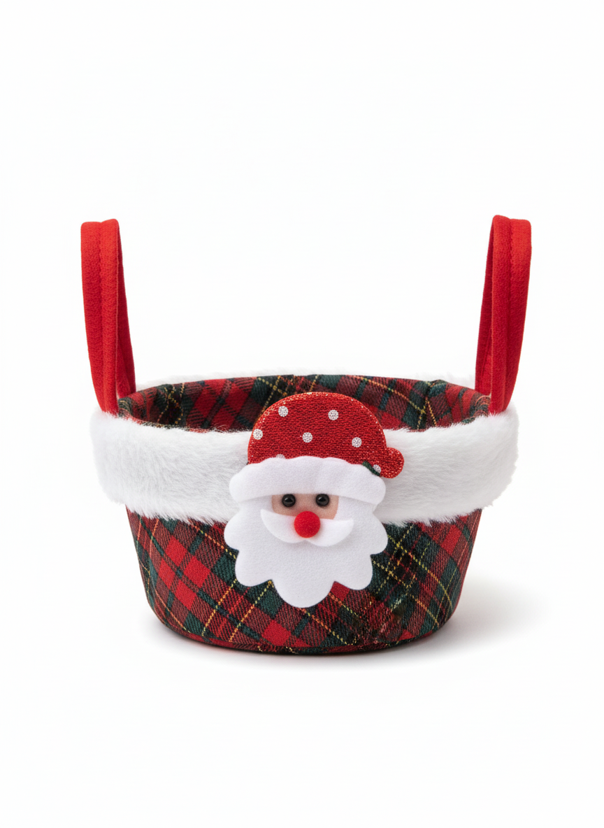 Christmas Plaid Santa Treat Basket