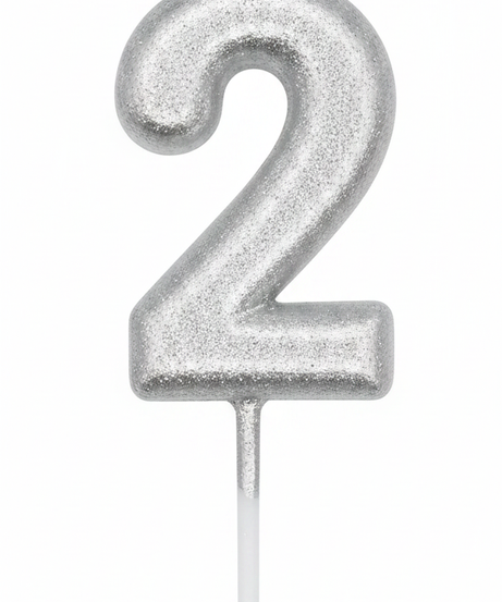 Chundler's Happy Birthday Silver Number 2 Candle