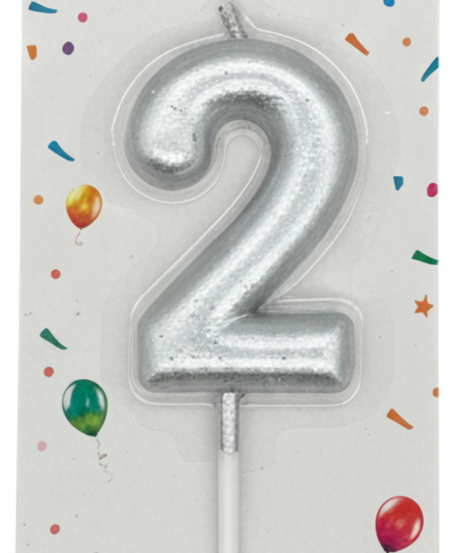 Chundler's Happy Birthday Silver Number 2 Candle