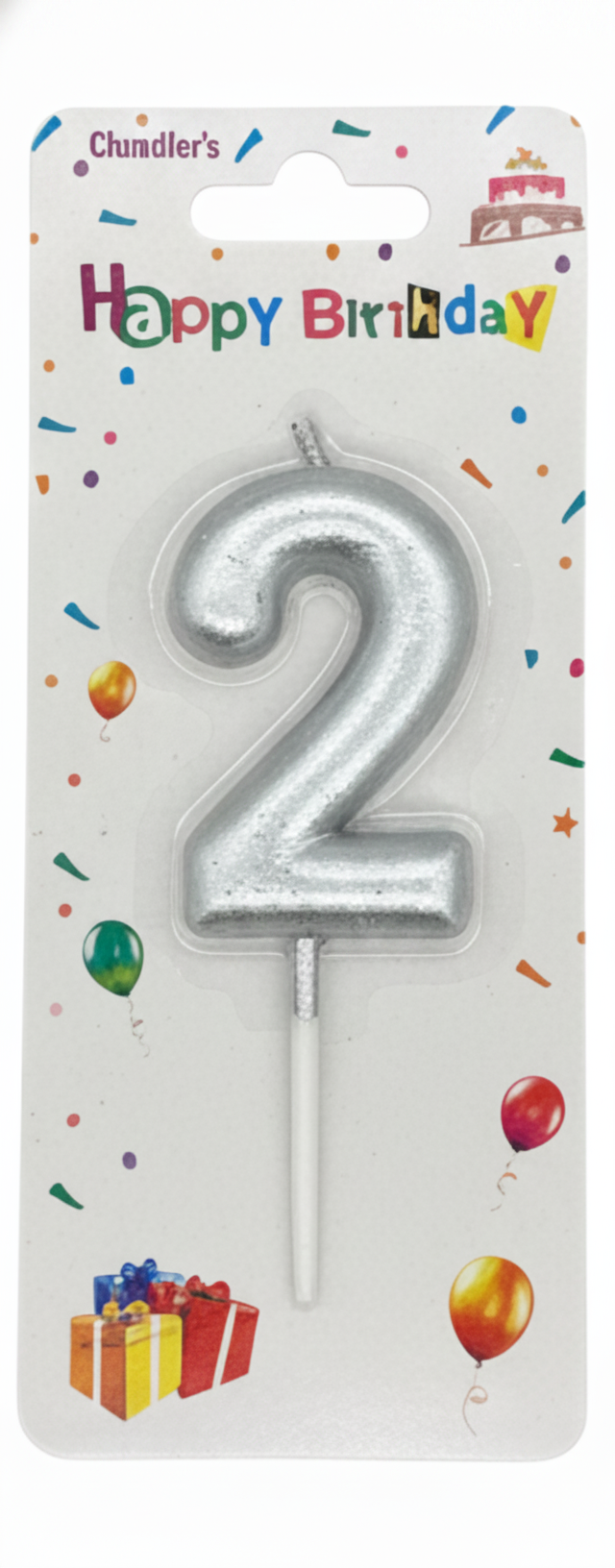 Chundler's Happy Birthday Silver Number 2 Candle
