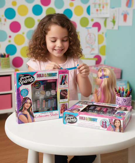 Cra-Z-Art Shimmer 'n Sparkle Bold & Bright Color & Glitter Hair Extension Set - Color FX Hair Extensions Studio