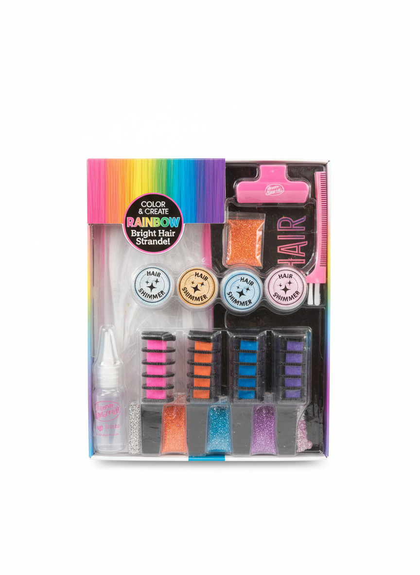 Cra-Z-Art Shimmer 'n Sparkle Bold & Bright Color & Glitter Hair Extension Set - Color FX Hair Extensions Studio