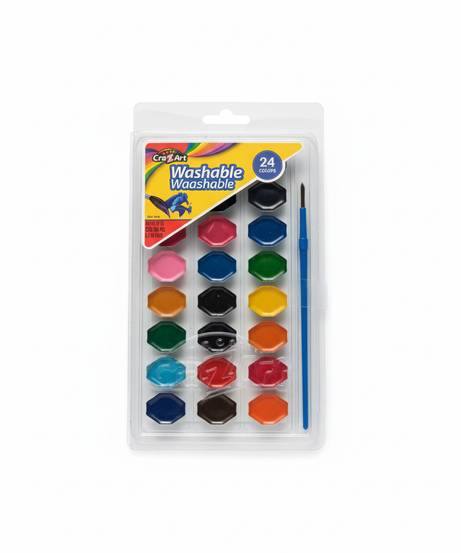 Cra-Z-Art Washable Watercolors, 24 Colors with Paintbrush