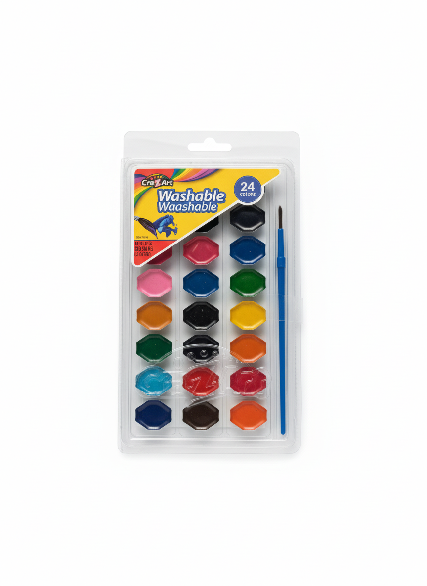 Cra-Z-Art Washable Watercolors, 24 Colors with Paintbrush