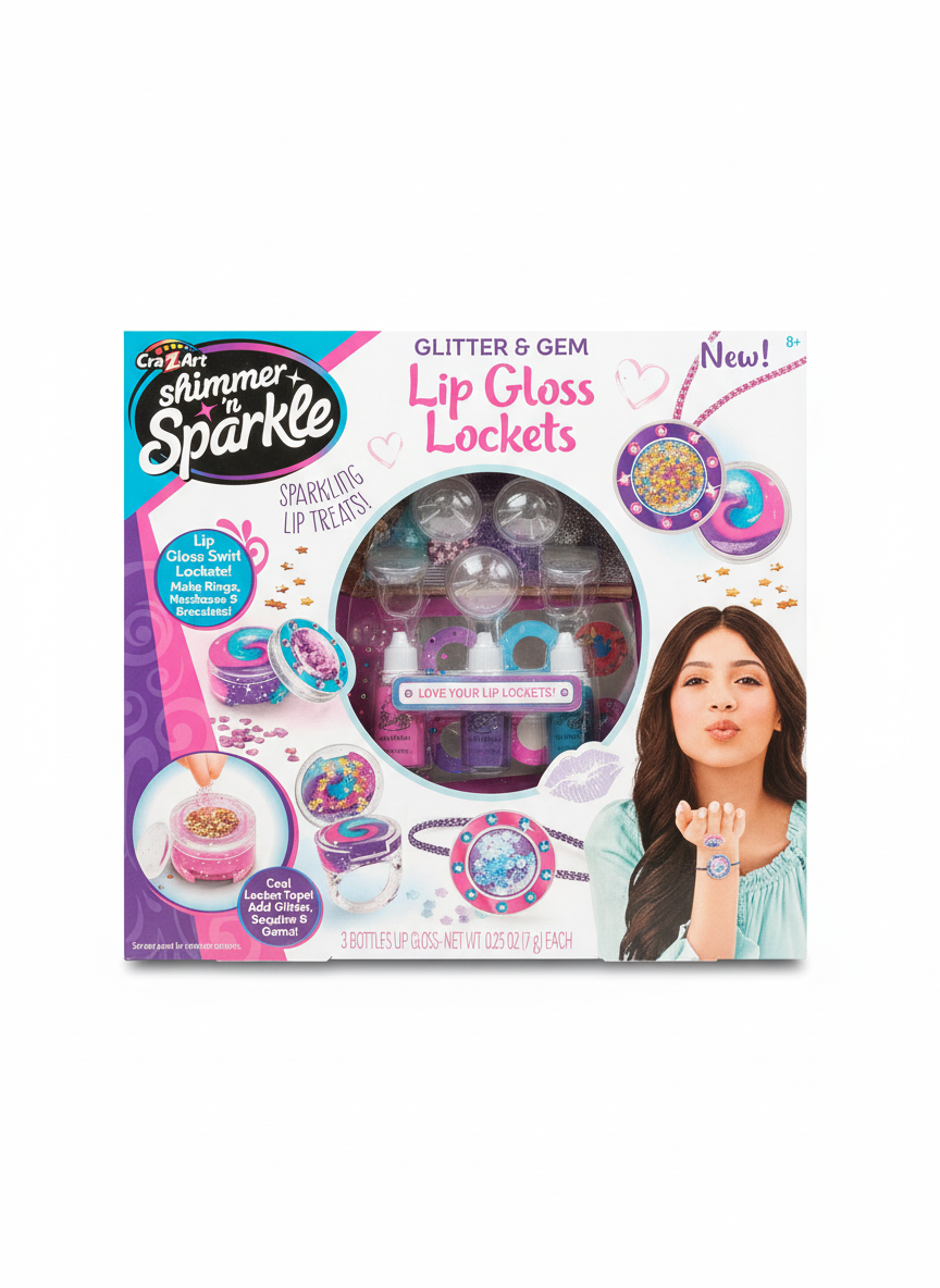 CraZArt Shimmer 'n Sparkle Glitter & Gem Lip Gloss Lockets