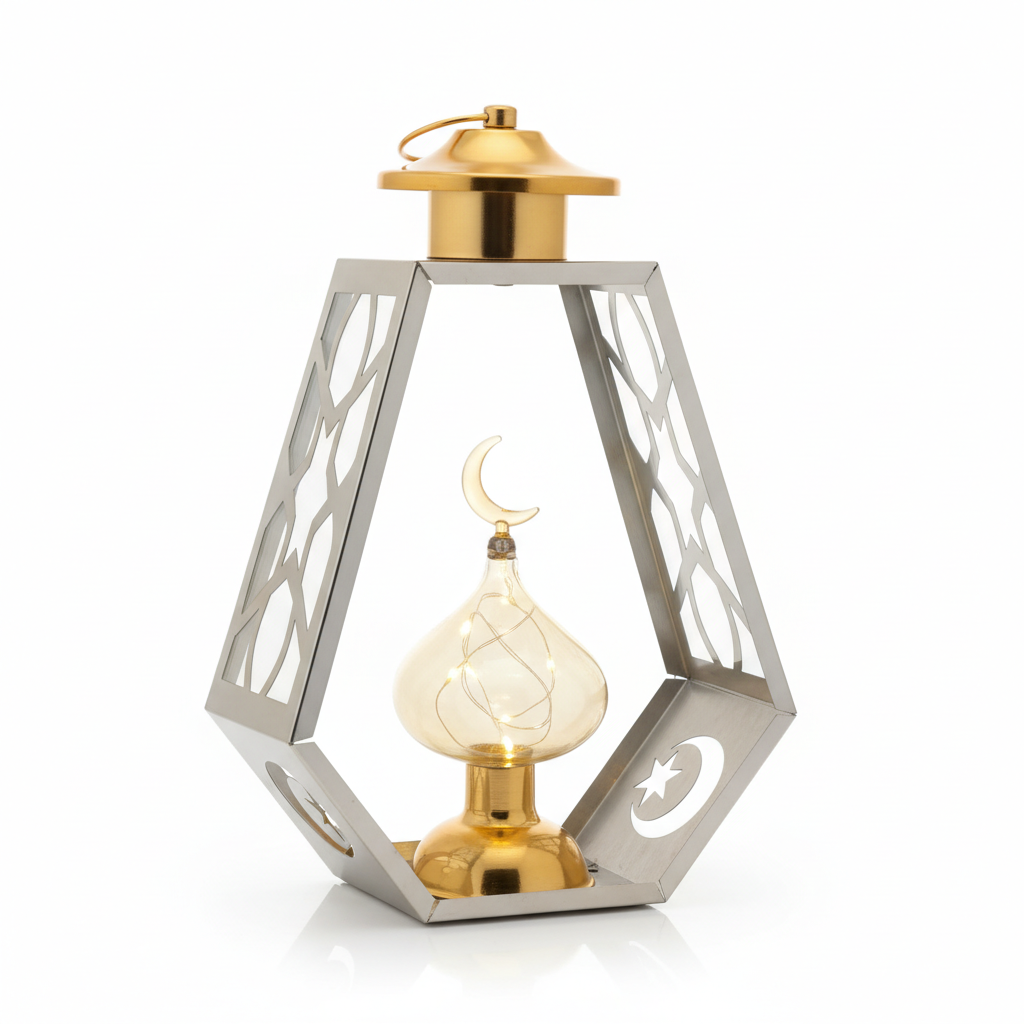 Crescent Moon Geometric LED Ramadan Lantern